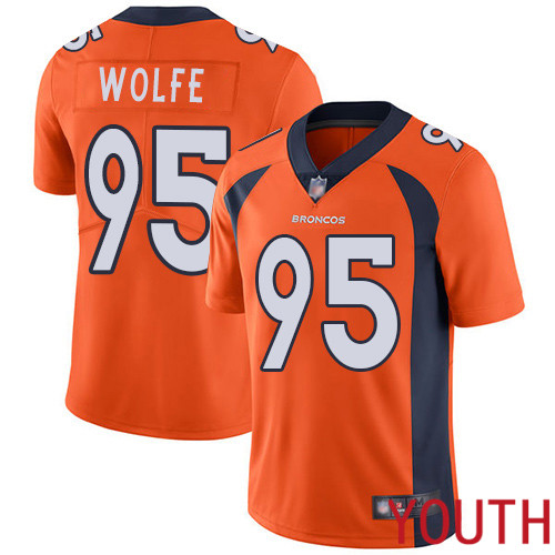 Youth Denver Broncos #95 Derek Wolfe Orange Team Color Vapor Untouchable Limited Player Football NFL Jersey->youth nfl jersey->Youth Jersey
